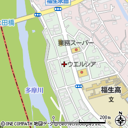 東京都福生市北田園2丁目周辺の地図