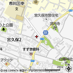 千葉県市川市宮久保2丁目21周辺の地図