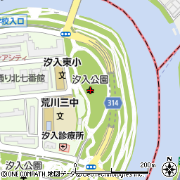 汐入公園周辺の地図