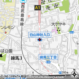 白山神社入口周辺の地図