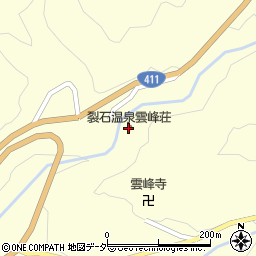 裂石温泉雲峰荘周辺の地図