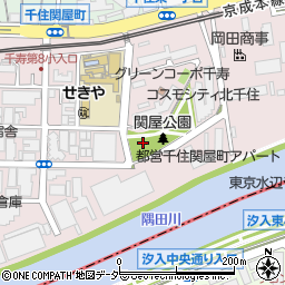 東京都足立区千住関屋町周辺の地図