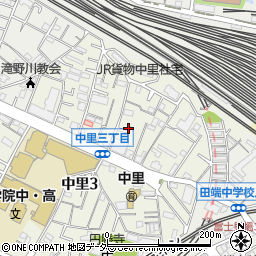 東京都北区中里3丁目周辺の地図