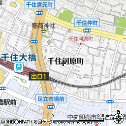 東京都足立区千住河原町21周辺の地図