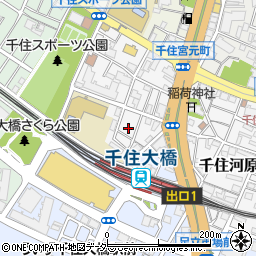 東京都足立区千住河原町3周辺の地図