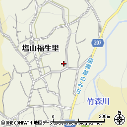 山梨県甲州市塩山福生里165周辺の地図