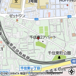 東京都足立区千住東2丁目周辺の地図