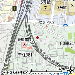 東京都足立区千住東2丁目2周辺の地図