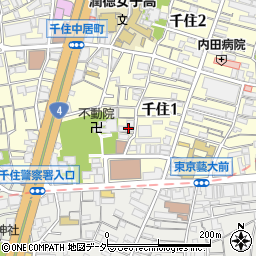 東京都足立区千住1丁目周辺の地図