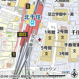 タイムズ北千住駅東口駐車場周辺の地図