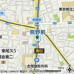 熊野前駅周辺の地図