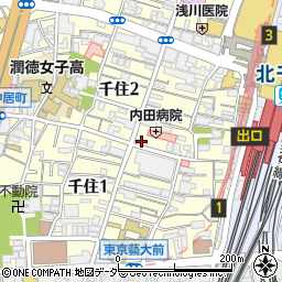 屋台屋 博多劇場 北千住店周辺の地図