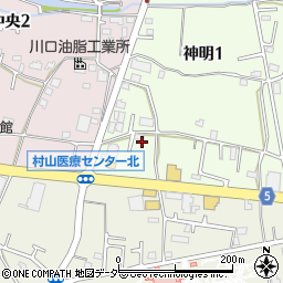 東京都武蔵村山市神明1丁目92-2周辺の地図