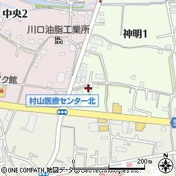 東京都武蔵村山市神明1丁目93-1周辺の地図