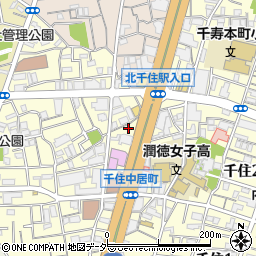 東京都足立区千住中居町17-13周辺の地図