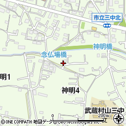 東京都武蔵村山市神明4丁目32-5周辺の地図