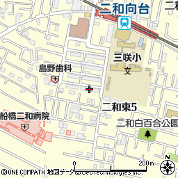 関東財務局千葉財務部二和宿舎１棟周辺の地図