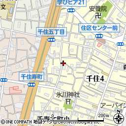 東京都足立区千住4丁目周辺の地図