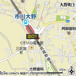 ローソンストア１００市川大野駅前店周辺の地図