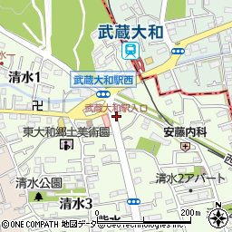 武蔵大和駅入口周辺の地図