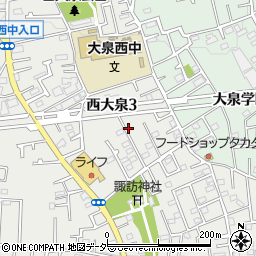 東京都練馬区西大泉3丁目周辺の地図