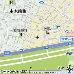 東京都足立区本木1丁目周辺の地図
