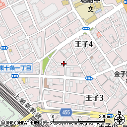 東京都北区王子4丁目4-13周辺の地図