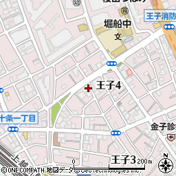 東京都北区王子4丁目4-7周辺の地図