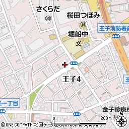 東京都北区王子4丁目8-14周辺の地図