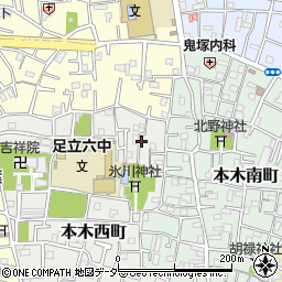 東京都足立区本木西町21周辺の地図