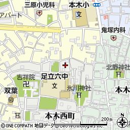 東京都足立区本木西町20周辺の地図