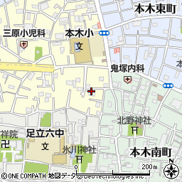東京都足立区本木北町2周辺の地図