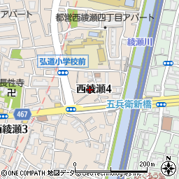 東京都足立区西綾瀬4丁目周辺の地図