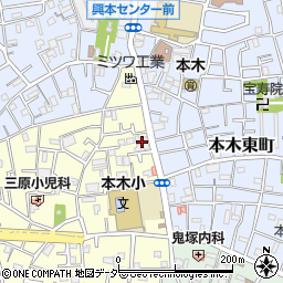 東京都足立区本木北町9-19周辺の地図