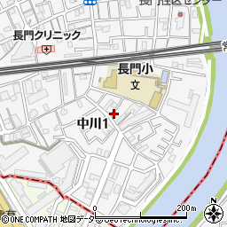 東京都足立区中川1丁目周辺の地図