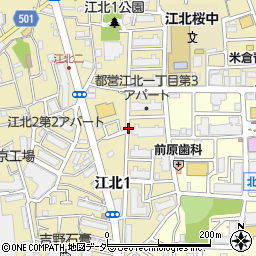 東京都足立区江北1丁目周辺の地図