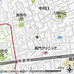 東京都足立区中川2丁目周辺の地図