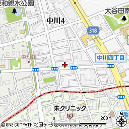 東京都足立区中川4丁目周辺の地図