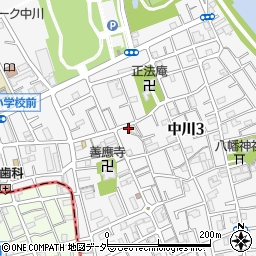 東京都足立区中川3丁目周辺の地図