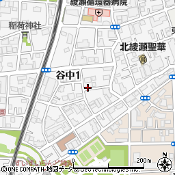 東京都足立区谷中1丁目周辺の地図