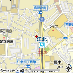 梶ビルａｕ足立江北店周辺の地図