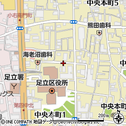 東京都足立区中央本町1丁目周辺の地図