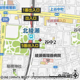東京都足立区谷中2丁目周辺の地図