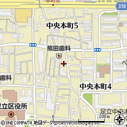 東京都足立区中央本町4丁目7周辺の地図