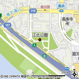 江北公園周辺の地図