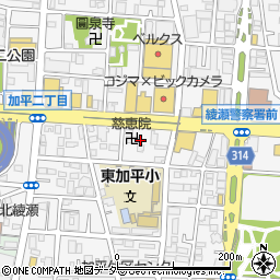 東京都足立区加平1丁目周辺の地図