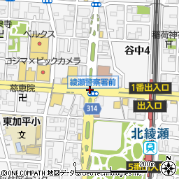 綾瀬警察署前周辺の地図