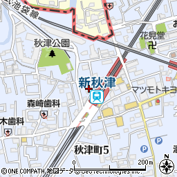 新秋津キリスト教会周辺の地図