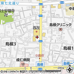 西友足立島根店駐車場周辺の地図