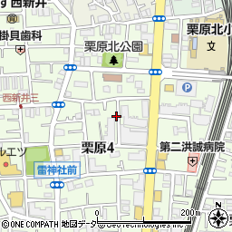 東京都足立区栗原4丁目周辺の地図